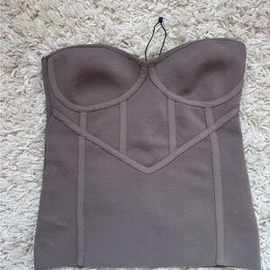 Zara Taupe Knit strapless top corset style - Small